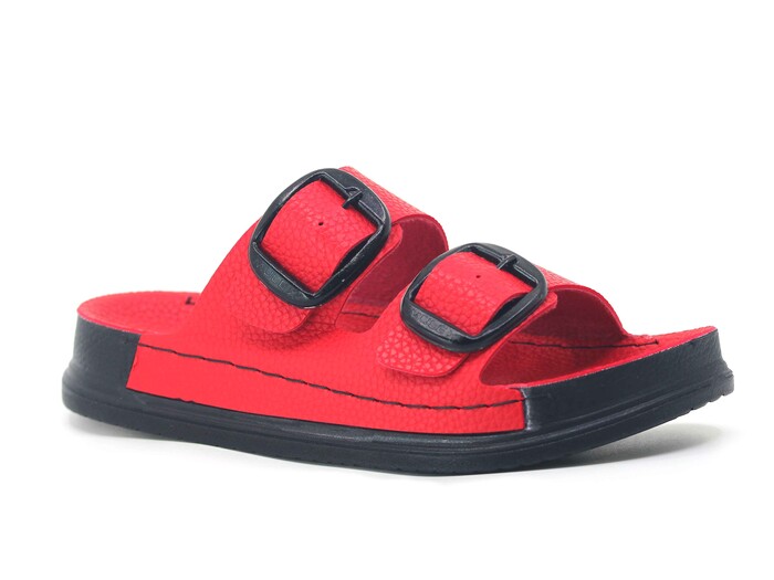 Mulex Zenne 11801 Çift Toka Monta Kutulu Günlük Terlik Kırmızı - Mulex