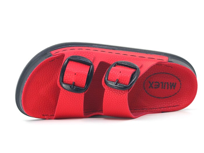 Mulex Zenne 11801 Çift Toka Monta Kutulu Günlük Terlik Kırmızı - Mulex (1)