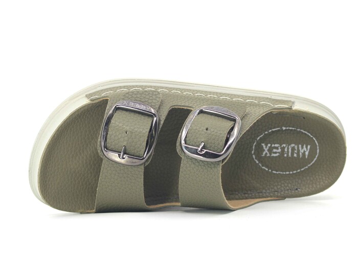 Mulex Zenne 11801 Çift Toka Monta Kutulu Günlük Terlik Yeşil - Mulex (1)