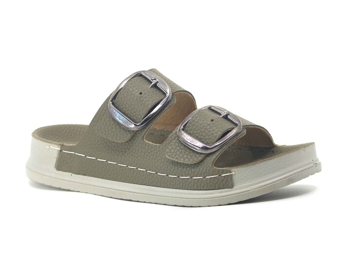 Mulex Zenne 11801 Çift Toka Monta Kutulu Günlük Terlik Yeşil - Mulex