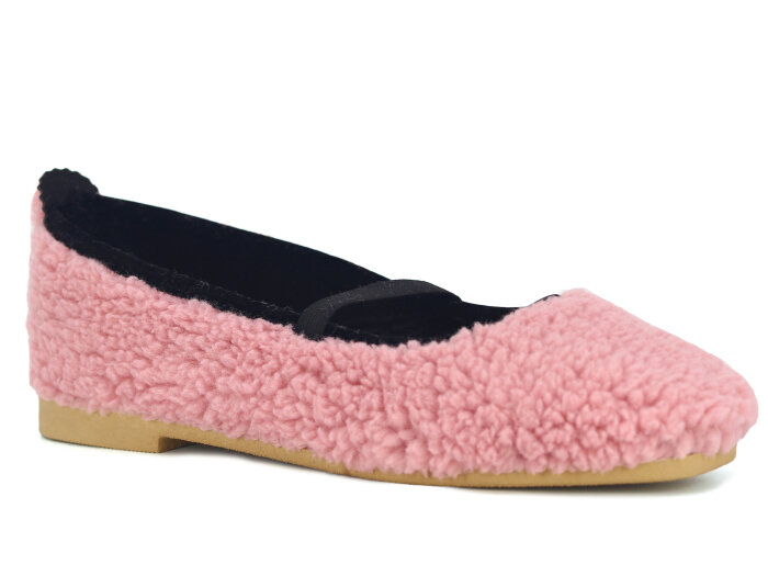 Ada Zenne Kürklü Babet Ayakkabı Pudra - Ada