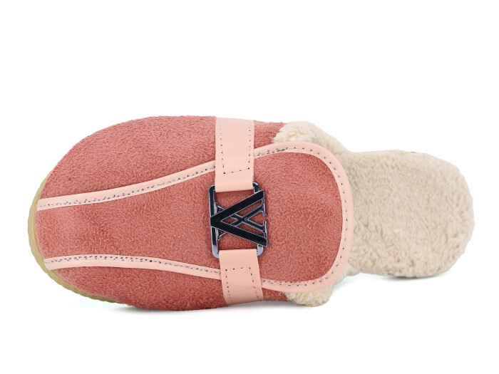 Ada Zenne V Toka Yakası Peluşlu Ev Terliği Pudra - Ada (1)