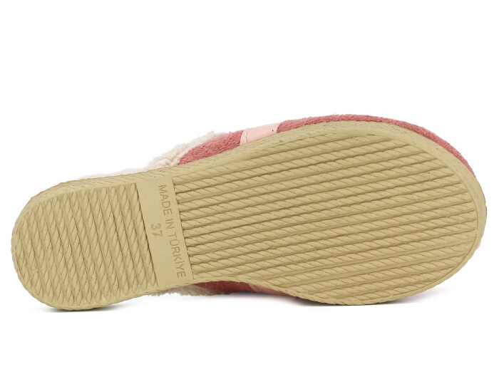 Ada Zenne V Toka Yakası Peluşlu Ev Terliği Pudra - 3