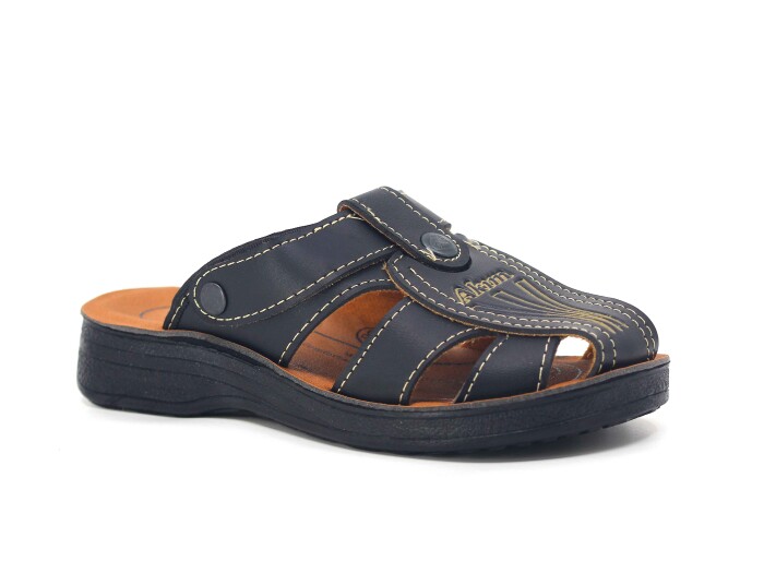 Akım Filet 701-1 Kapalı Joker Döngülü Terlik Siyah Mat - Akım