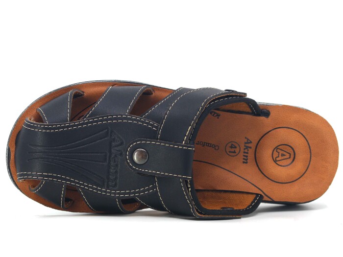 Akım Merdane 901-1 Kapalı Joker Döngülü Terlik Siyah Mat - Akım (1)