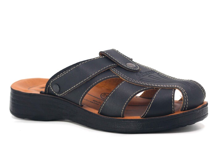 Akım Merdane 901-1 Kapalı Joker Döngülü Terlik Siyah Mat - Akım