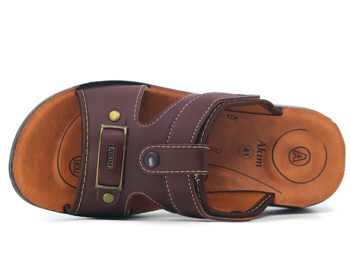 Akım Merdane 902-1 Açık Joker XXL Döngülü Terlik Kahve Mat - Akım (1)