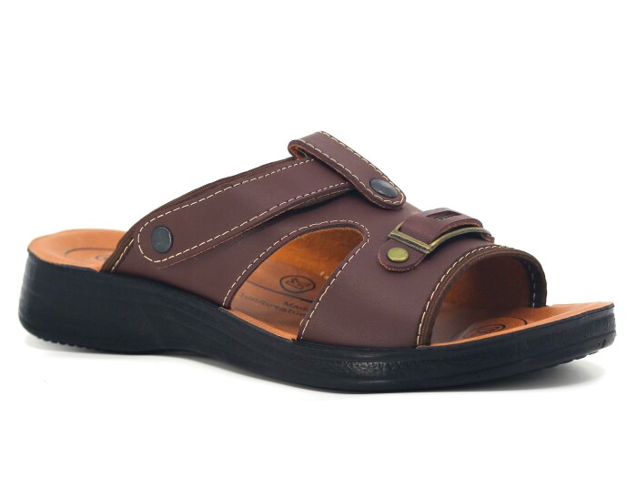 Akım Merdane 902-1 Açık Joker XXL Döngülü Terlik Kahve Mat - Akım