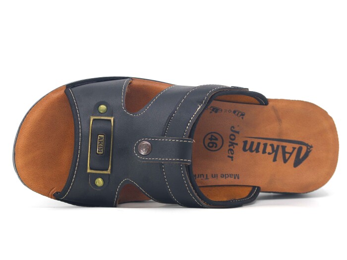 Akım Merdane 902-1 Açık Joker XXL Döngülü Terlik Siyah Mat - 2