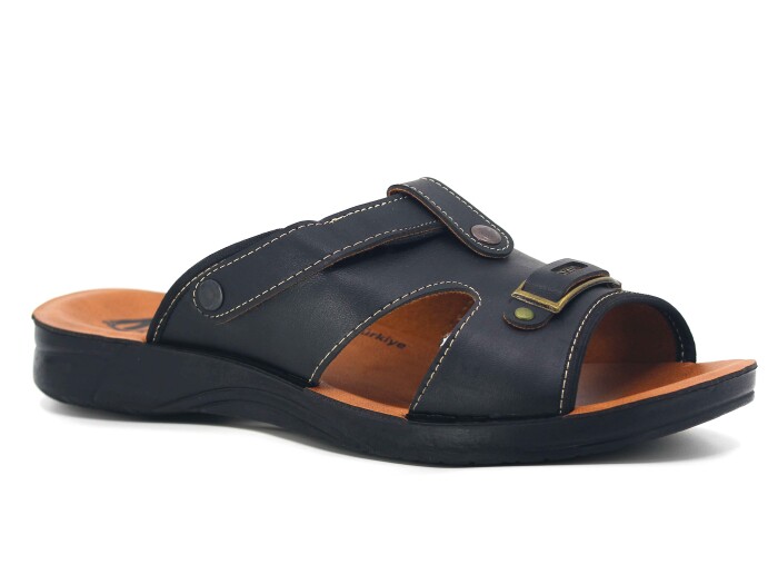 Akım Merdane 902-1 Açık Joker XXL Döngülü Terlik Siyah Mat - 1