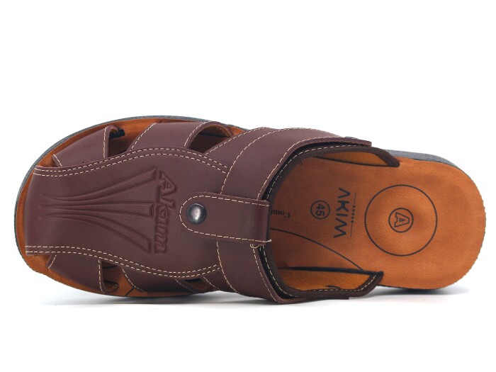 Akım Merdane 903-1 Kapalı Joker XXL Döngülü Terlik Kahve Mat - 2