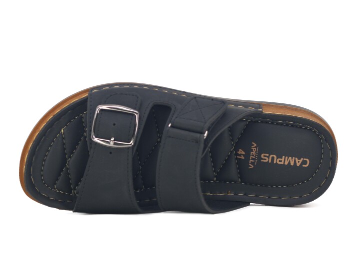 Akım Merdane 952-2 Campüs Tokalı Cırtlı Kutulu Terlik Günlük Terlik Siyah - Akım (1)