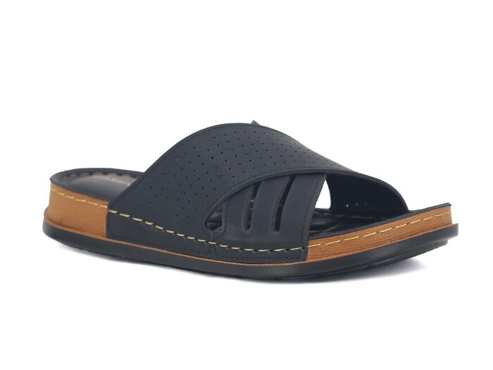 Akım Merdane 952-6 Campüs Çapraz Kutulu Günlük Terlik Siyah - Akım