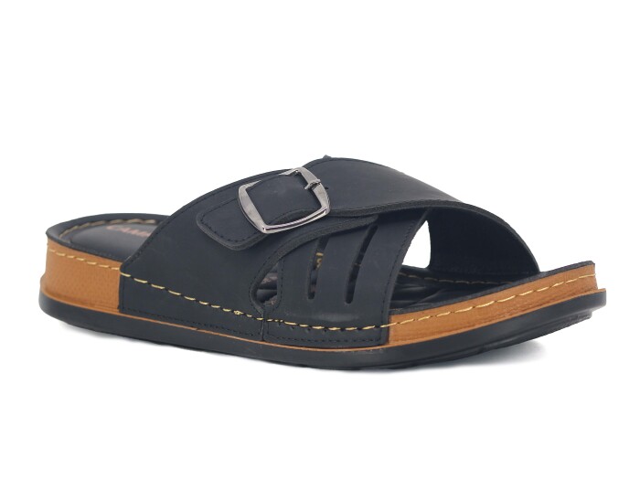 Akım Merdane 952-3 Campüs Çapraz Tokalı Kutulu Terlik Günlük Terlik Siyah - Akım