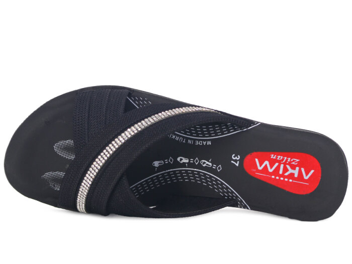 Akım Zenne 426-21 Zilan(2026) Kutulu Günlük Terlik Siyah Tekstil - 2