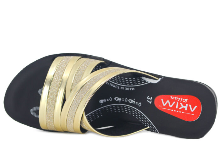 Akım Zenne 426-35 Zilan(2026) Kutulu Günlük Terlik Altın Rugan - 2