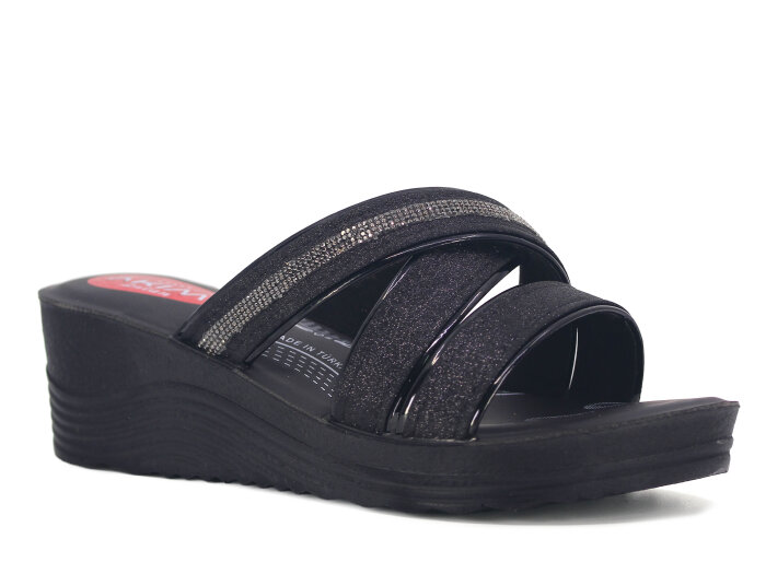 Akım Zenne 426-35 Zilan(2026) Kutulu Günlük Terlik Siyah Kumlu - Akım