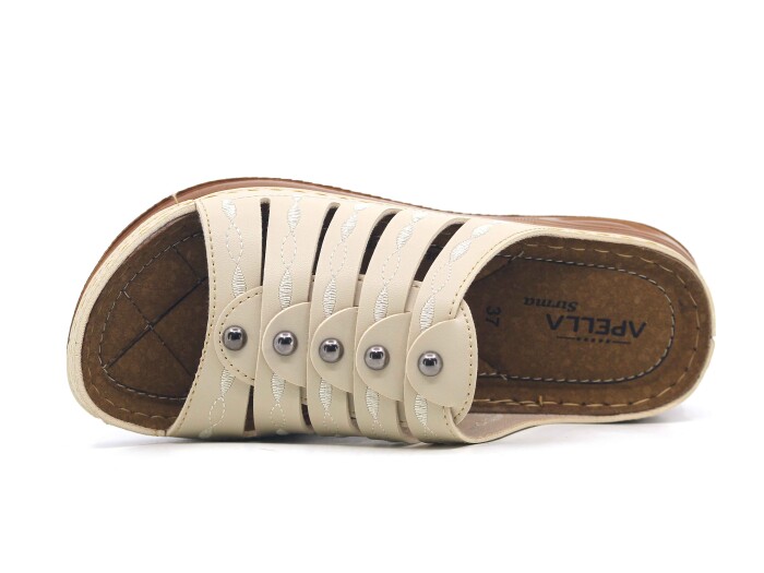 Akım Zenne 463-3 Sırma Kutulu Günlük Terlik Bej - 2