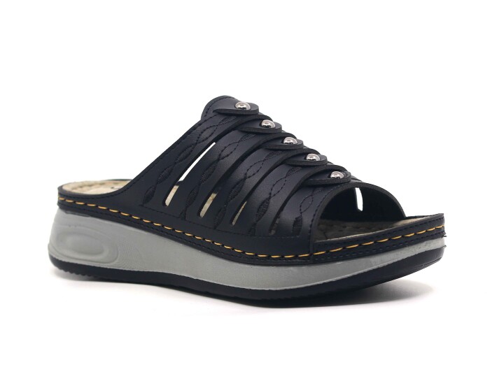 Akım Zenne 463-3 Sırma Kutulu Günlük Terlik Siyah - Akım