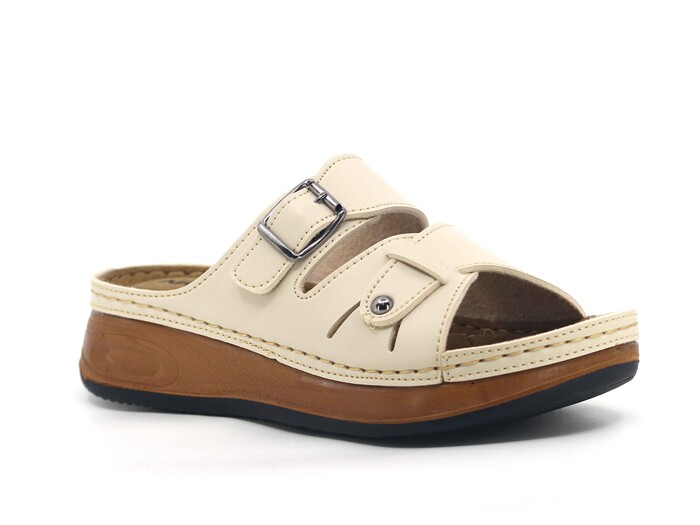 Akım Zenne 463-4 Sırma Kutulu Günlük Terlik Bej - Akım