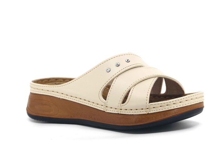 Akım Zenne 463-6 Sırma Kutulu Günlük Terlik Bej - Akım