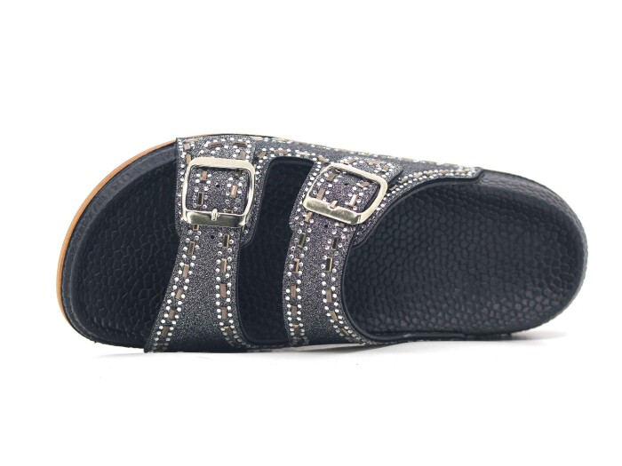 Akım Zenne 490-1 Klass Çift Toka Taşlı Kutulu Günlük Terlik Füme - Akım (1)