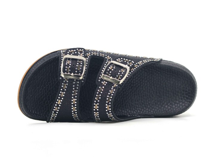 Akım Zenne 490-1 Klass Çift Toka Taşlı Kutulu Günlük Terlik Siyah - Akım (1)