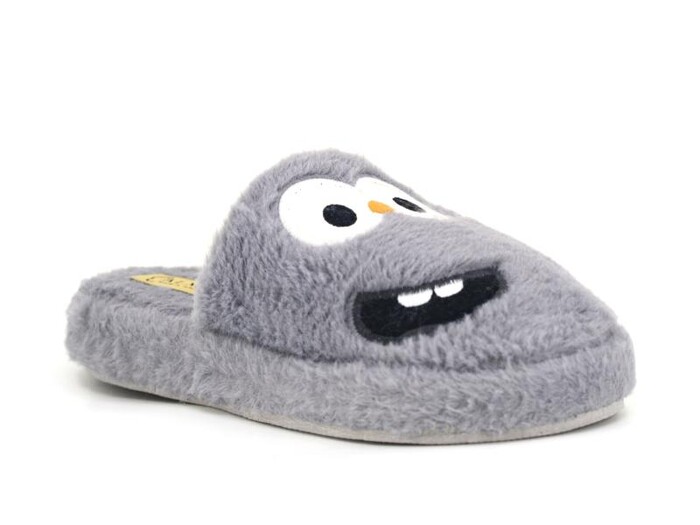 Almina Zenne 2024 Nakışlı Burnu Kapalı Atom Ev Terliği Gri - 1