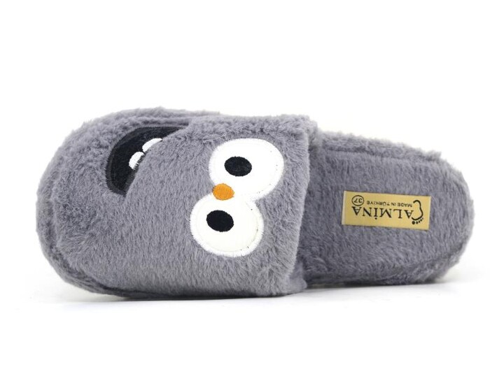 Almina Zenne 2024 Nakışlı Burnu Kapalı Atom Ev Terliği Gri - 2