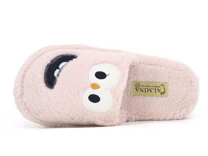 Almina Zenne 2024 Nakışlı Burnu Kapalı Atom Ev Terliği Pudra - Almina (1)