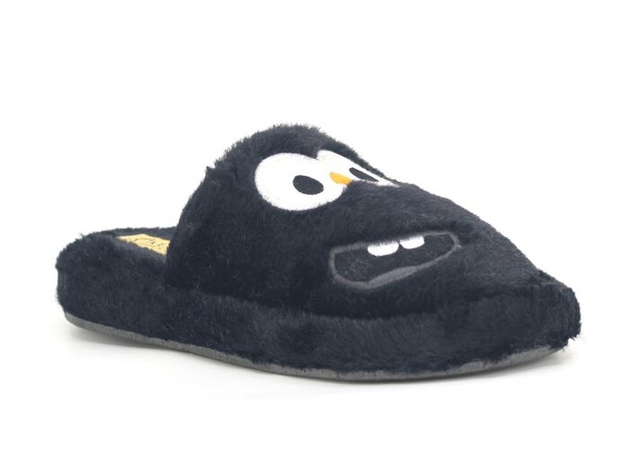 Almina Zenne 2024 Nakışlı Burnu Kapalı Atom Ev Terliği Siyah - 1