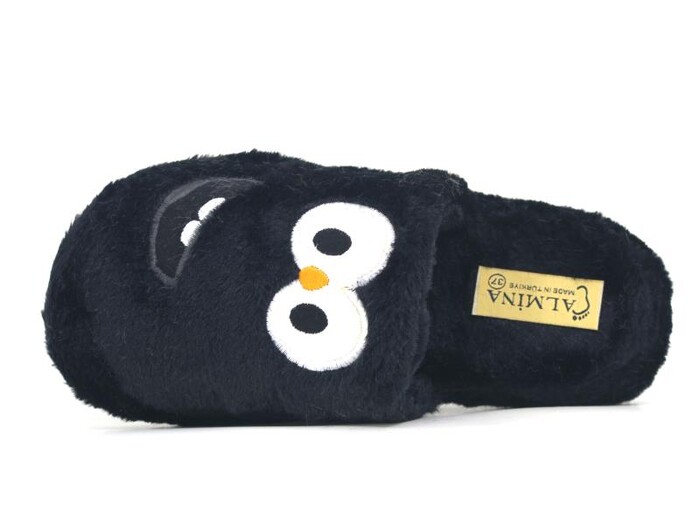 Almina Zenne 2024 Nakışlı Burnu Kapalı Atom Ev Terliği Siyah - Almina (1)