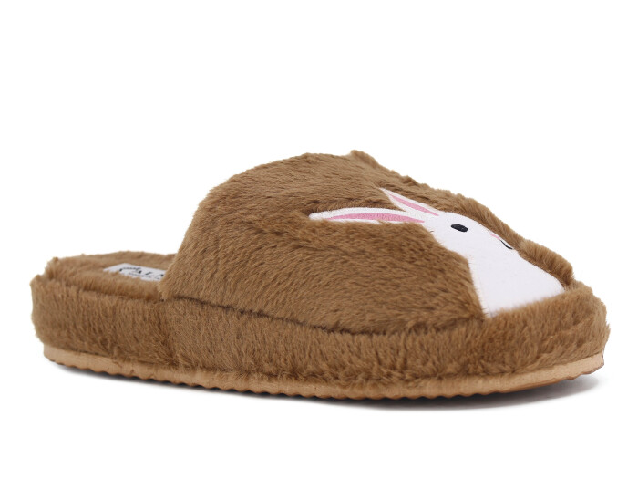 Almina Zenne 2024 Nakışlı Burnu Kapalı Atom Ev Terliği Tavşanlı Kahve 