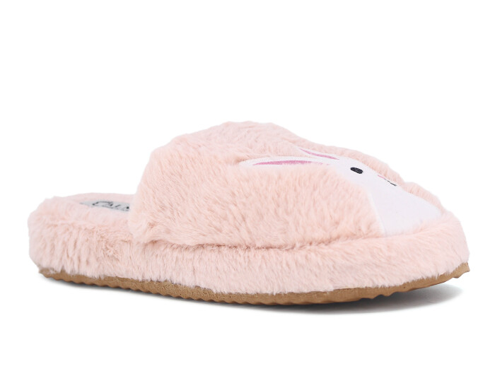 Almina Zenne 2024 Nakışlı Burnu Kapalı Atom Ev Terliği Tavşanlı Pudra - 1