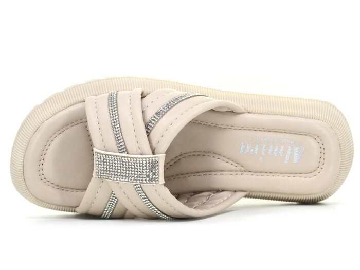 Almira Zenne T14 Taşlı Kutulu Günlük Terlik Bej - Almira (1)