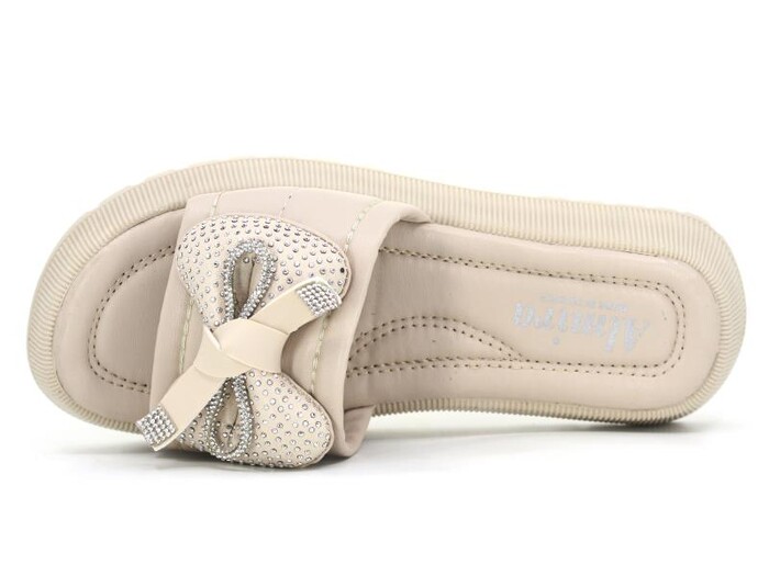 Almira Zenne T12 Fiyonklu Taşlı Kutulu Günlük Terlik Bej - Almira (1)