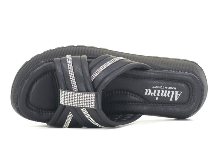 Almira Zenne T14 Taşlı Kutulu Günlük Terlik Siyah - Almira (1)