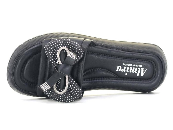 Almira Zenne T12 Fiyonklu Taşlı Kutulu Günlük Terlik Siyah - Almira (1)