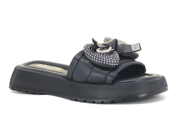 Almira Zenne T12 Fiyonklu Taşlı Kutulu Günlük Terlik Siyah - Almira