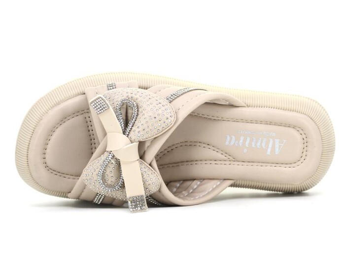 Almira Zenne T13 Fiyonklu Taşlı Kutulu Günlük Terlik Bej - Almira (1)