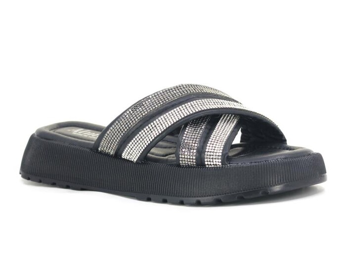 Almira Zenne T18 Çapraz Taşlı Kutulu Günlük Terlik Siyah - Almira