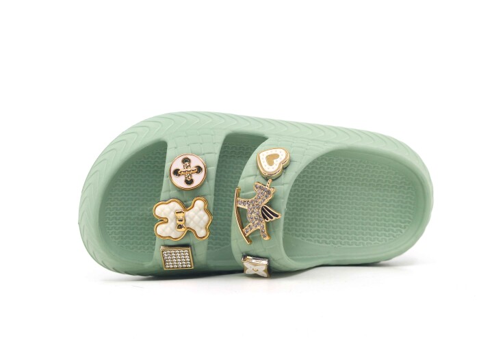 Apella Filet E300-13 Örgülü Taşlı Lux Eva Terlik Çağla Yeşili - Apella (1)