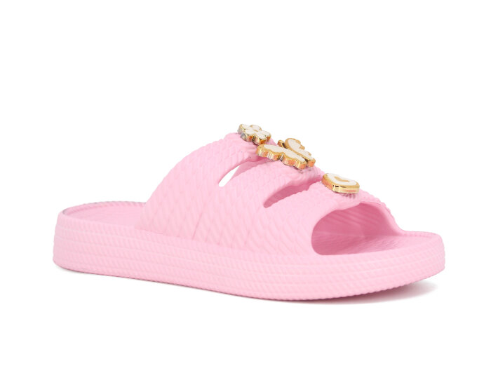 Apella Filet E300-15 Başak Örgülü Taşlı Lux Eva Terlik Taşlı Açık Pembe - Apella