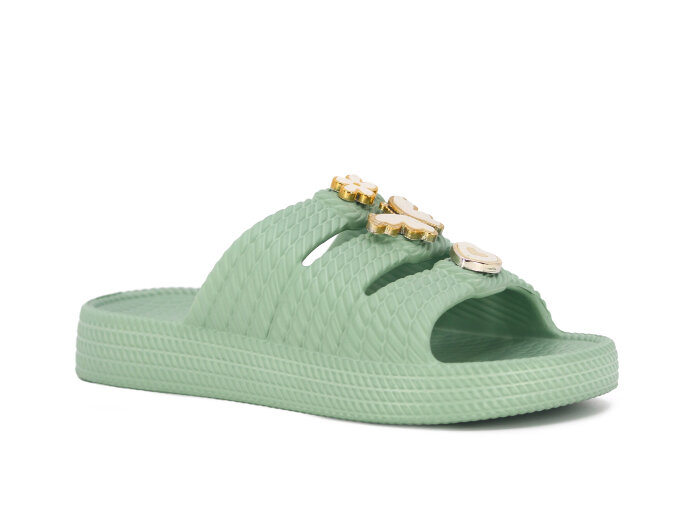 Apella Filet E300-15 Başak Örgülü Taşlı Lux Eva Terlik Taşlı Çağla Yeşili - Apella