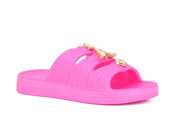 Apella Filet E300-15 Başak Örgülü Taşlı Lux Eva Terlik Taşlı Fuşya 