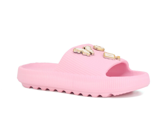 Apella Filet E300-5 Havlu Patik-Filet Üç Emojili Lux Eva Terlik Taşlı Açık Pembe - Apella