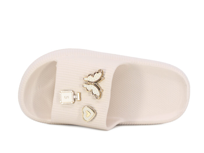 Apella Filet E300-5 Havlu Patik-Filet Üç Emojili Lux Eva Terlik Taşlı Bej - 2