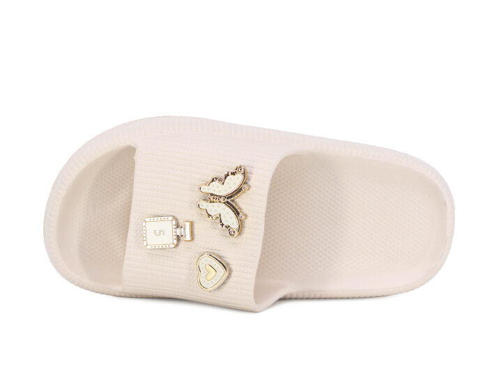 Apella Filet E300-5 Havlu Patik-Filet Üç Emojili Lux Eva Terlik Taşlı Bej - Apella (1)