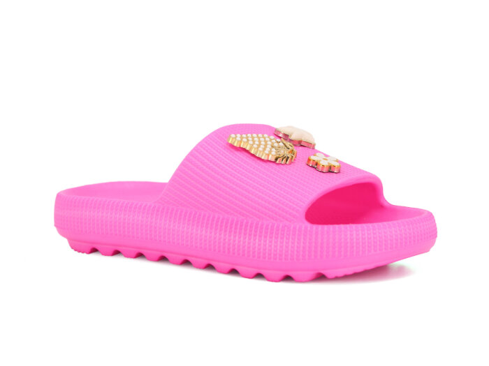 Apella Filet E300-5 Havlu Patik-Filet Üç Emojili Lux Eva Terlik Taşlı Fuşya - 1