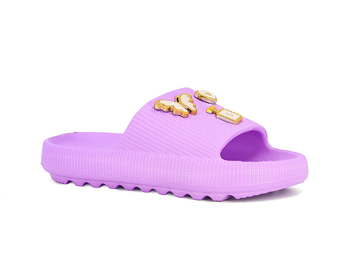Apella Filet E300-5 Havlu Patik-Filet Üç Emojili Lux Eva Terlik Taşlı Lila - 1